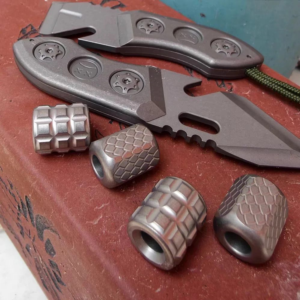 TC4 Titanium Alloy Beads Lanyard Pendants DIY Umbrella Rope Pendant EDC Woven Paracord Lanyard Knife Accessories