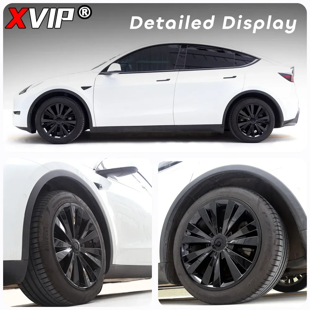 XVIP 19-calowa osłona koła w stylu Thunder Błyszcząca czarna osłona koła Samochodowa pełna osłona felgi do Tesla Model Y 21-23