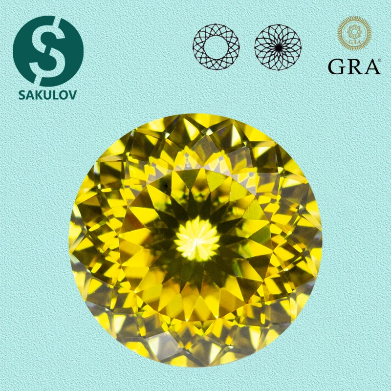 

Golden Yellow 100 Faces Cut Moissanite Stone 0.5-1.0ct Certified Moissanite Diamond With GRA Certificate Pass Diamond Tested