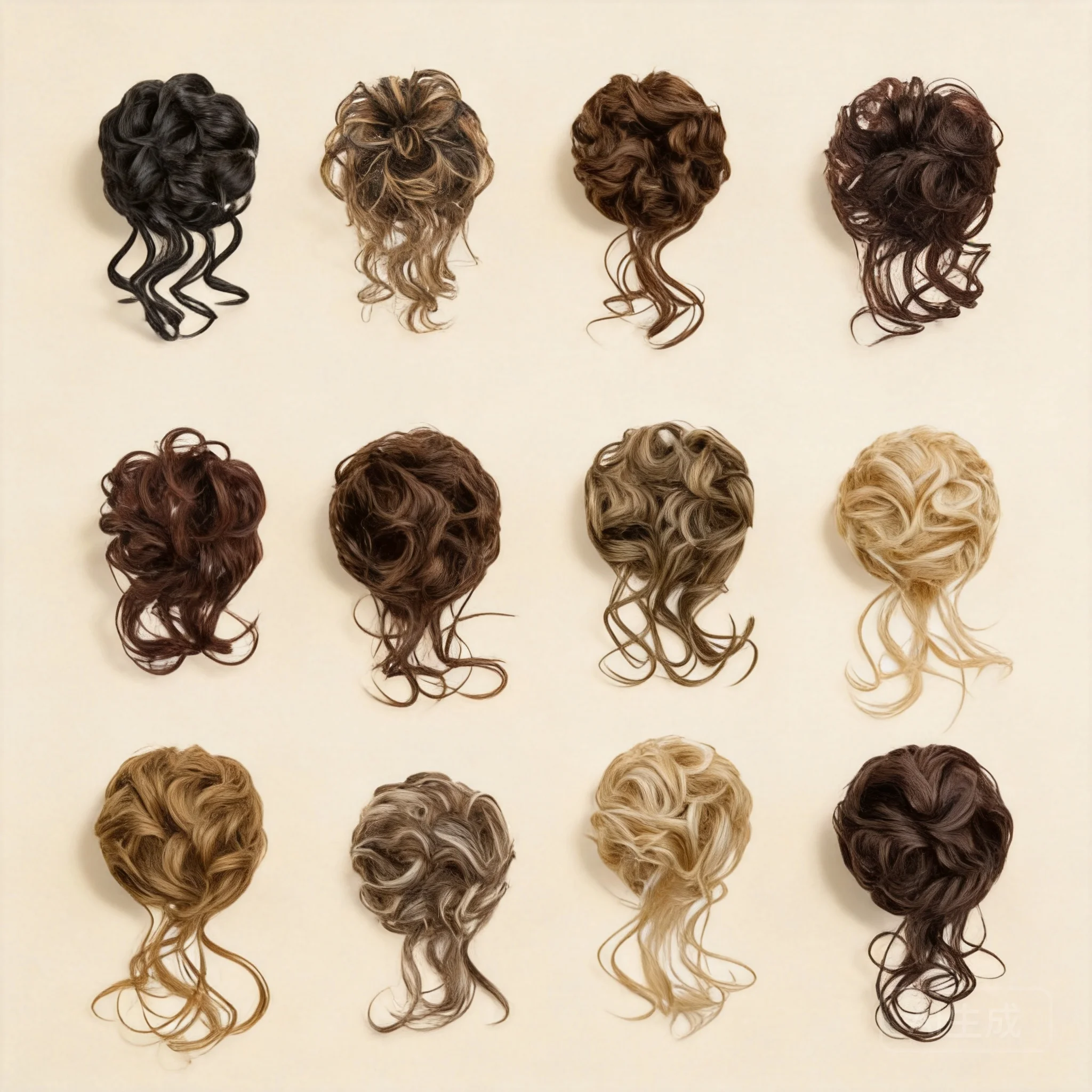 Chignon bouclé effet désordonné style chinois porte-bonheur, extension élastique de queue de cheval avec longues mèches pour femme, usage quotidien et soirée