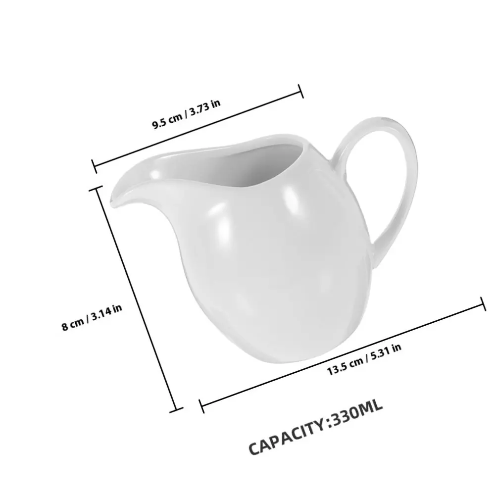 2 Piece Ceramic Milk Jug Creamer Pitcher White Porcelain Sauce Server with Pour Spout Non Slip Base