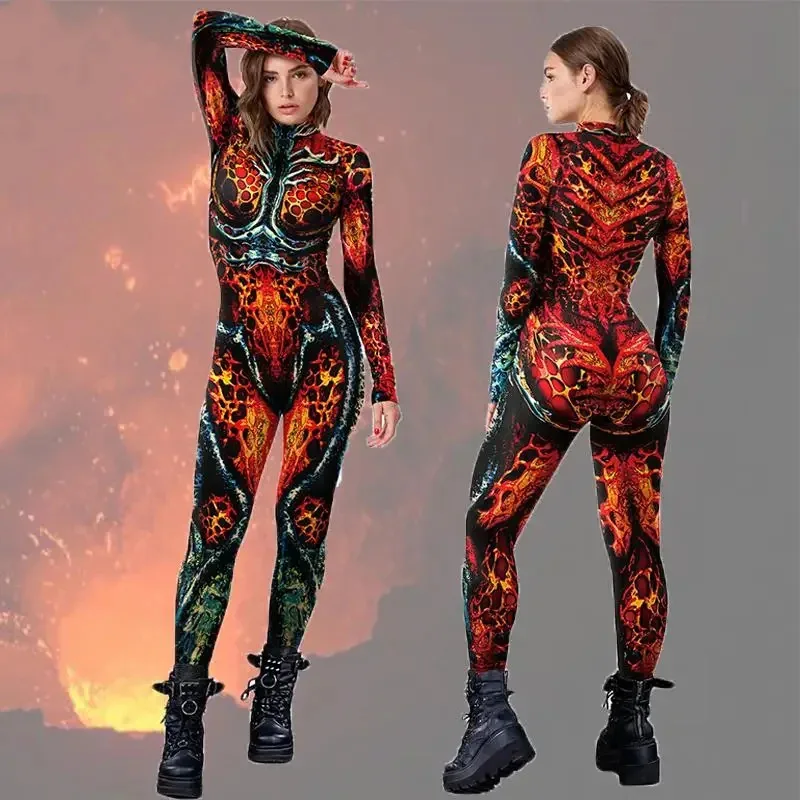

Color Cosplayer Movie Cosplay Jumpsuit Science Fiction 3D Printing Catsuit Zipper Bodysuit Halloween Costume Adult Clothing