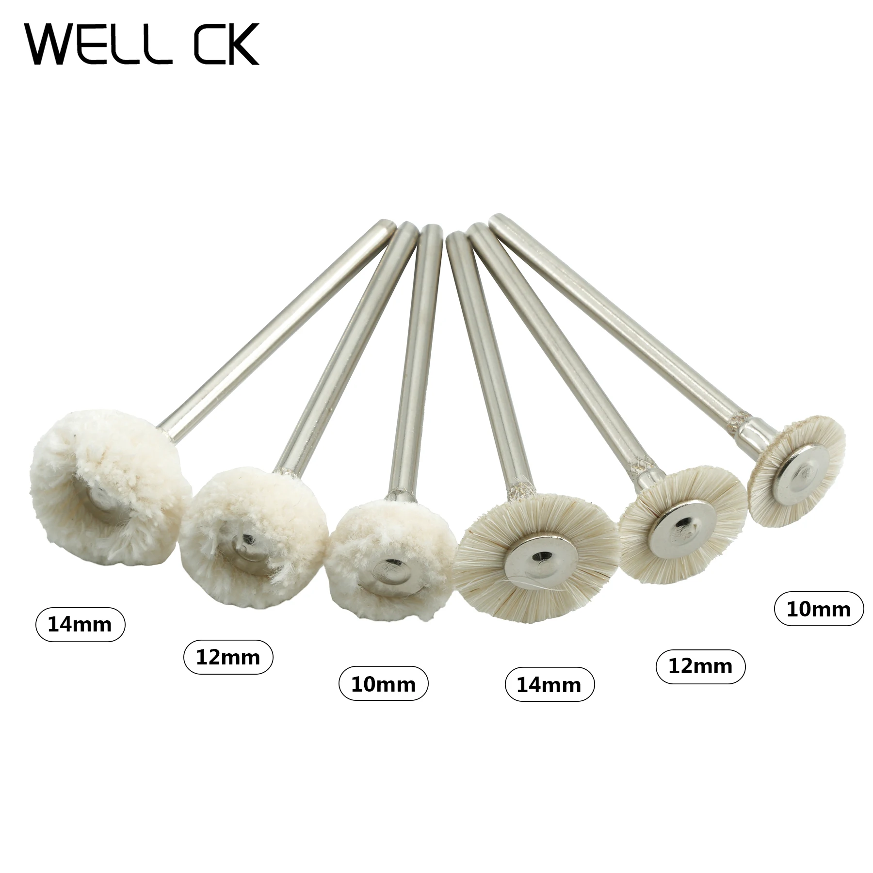 Dental Laboratory Polishing Drill Brush Weel 10mm 12mm 14mm Cotton Laboratorio Materials Rotary Tools Low Speed 2.35mm HP Shank