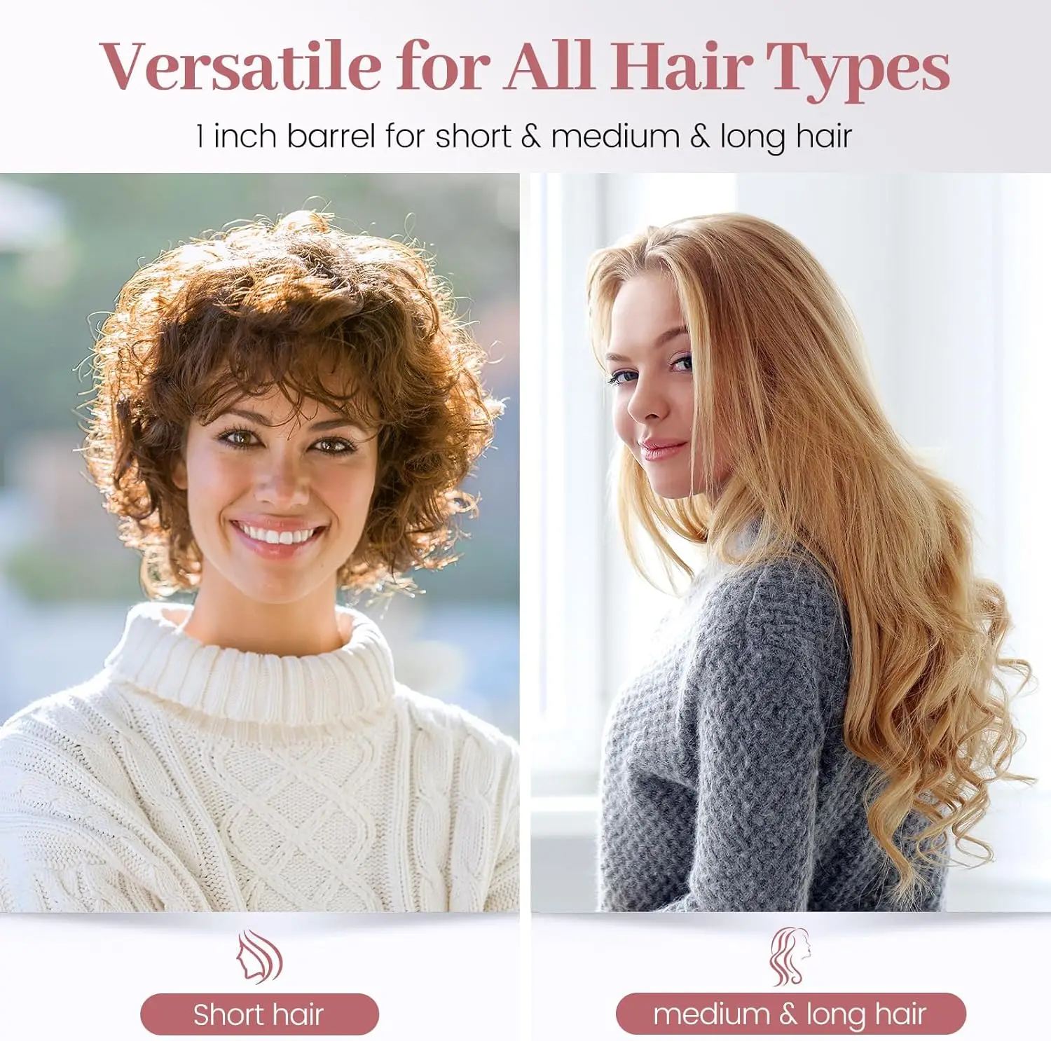 مكواة تجعيد للسفر مقاس 1 بوصة، عصا تجعيد صغيرة للشعر القصير، أداة تجعيد الشعر المحمولة بجهد مزدوج، 5 إعدادات لدرجة الحرارة