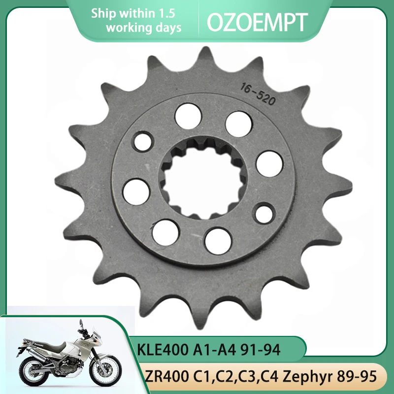 

OZOEMPT 520-16T Motorcycle Front Sprocket Apply to KLE400 A1-A4 A6 ZR400 C1,C2,C3,C4 Zephyr Zephyr X ZX400 C2 (Z400F2)