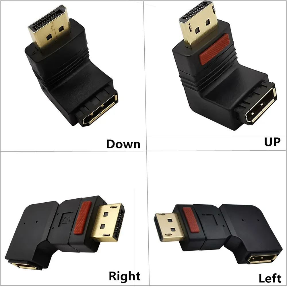 UP Down Left Right Displayport adapter Right angled DP adapter 4k/60Hz pass through 90 degree Angle Displayport 1.4 converter