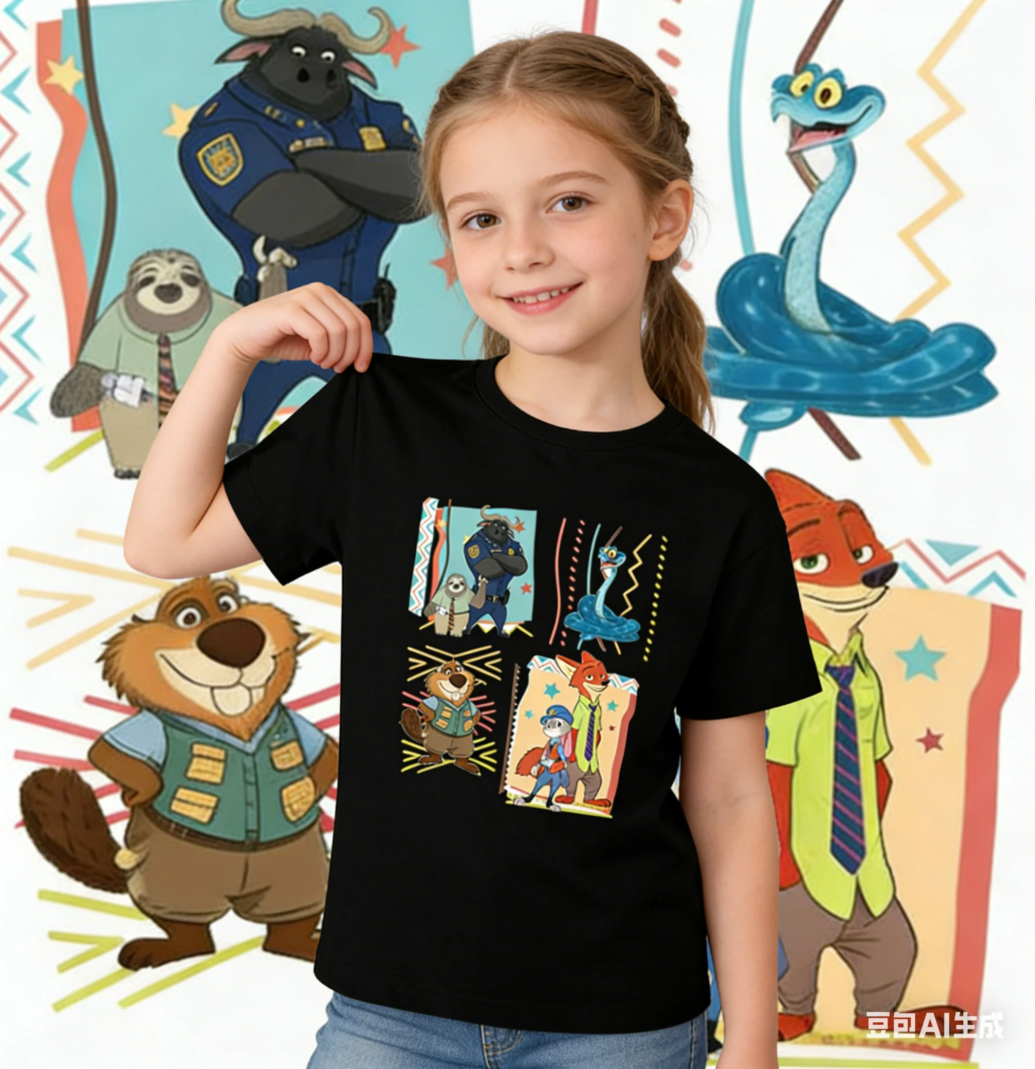 

Детская футболка с персонажами мультфильма Zootopia, мягкая хлопковая футболка с короткими рукавами, забавные повседневные топы с принтом животных для школы и повседневной носки