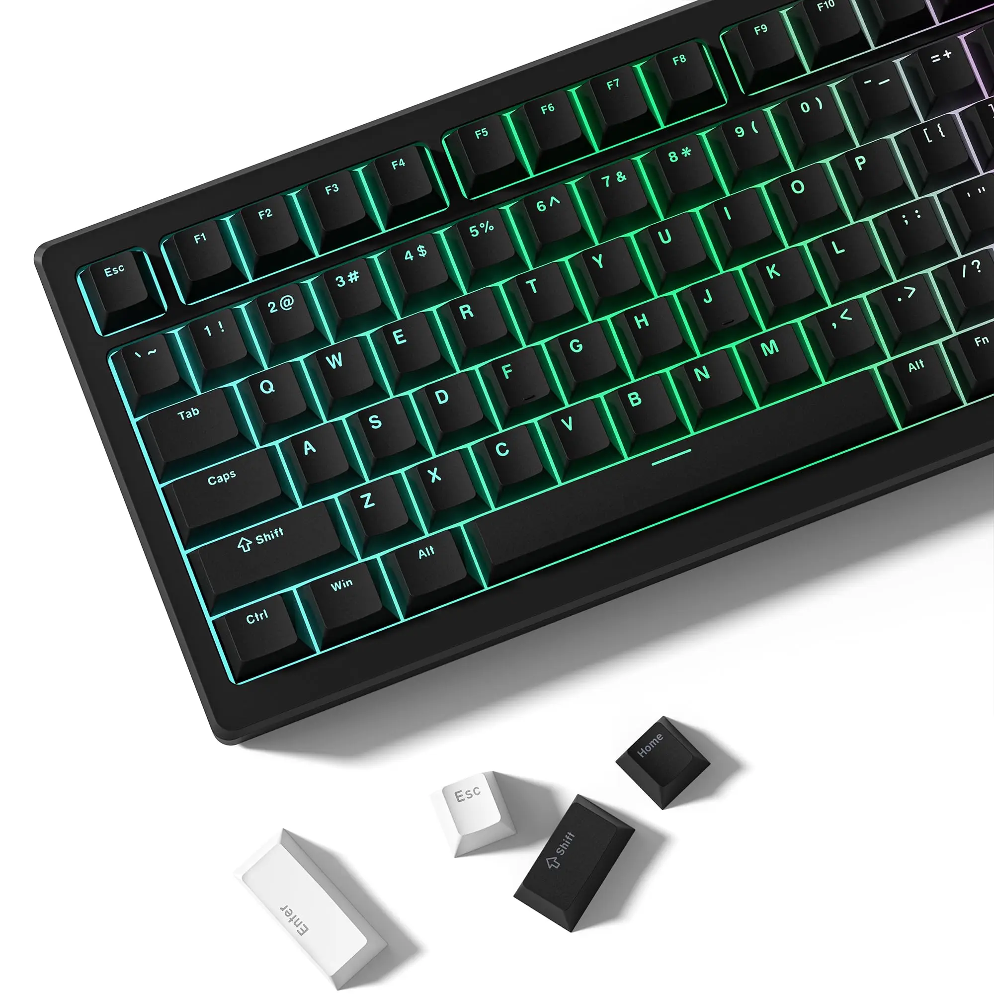 

140 Keys Black White PBT Keycap Shine Through Keycaps Double ShotCherry Profile for Cherry MX Switches Mechanical Gamer Keyboard