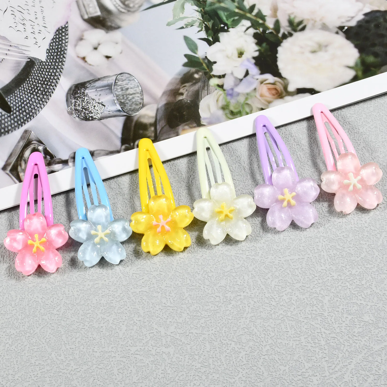 4Pcs/Set Multicolor BB Hair Clips Sweet Flowers Shape Women Side Clips For Daliy Life