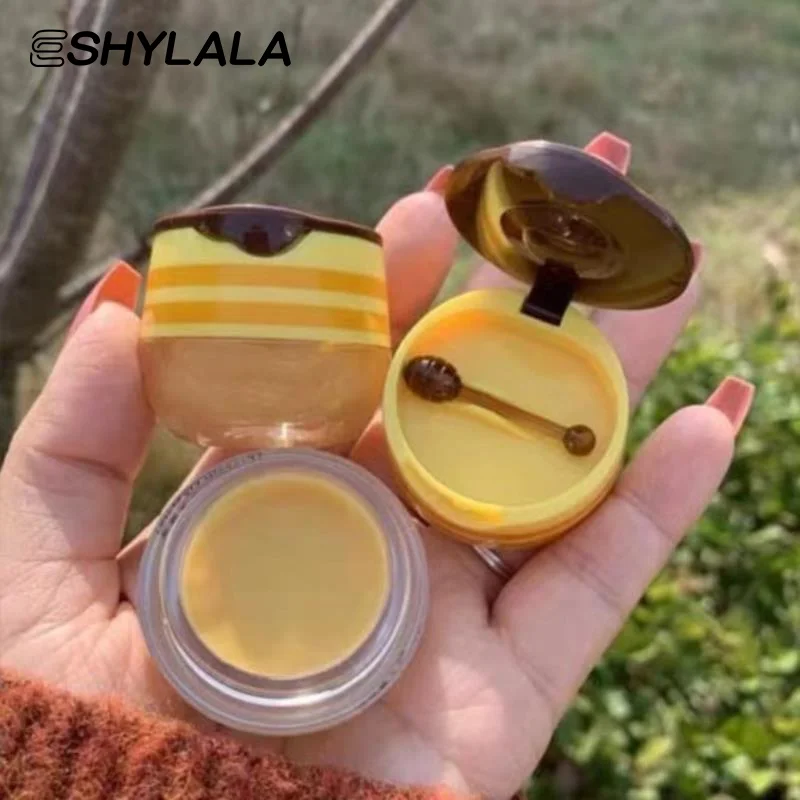 Balsamo per labbra al miele dell'orso Barattolo di miele carino Maschera per labbra per dormire Idratante Idratante