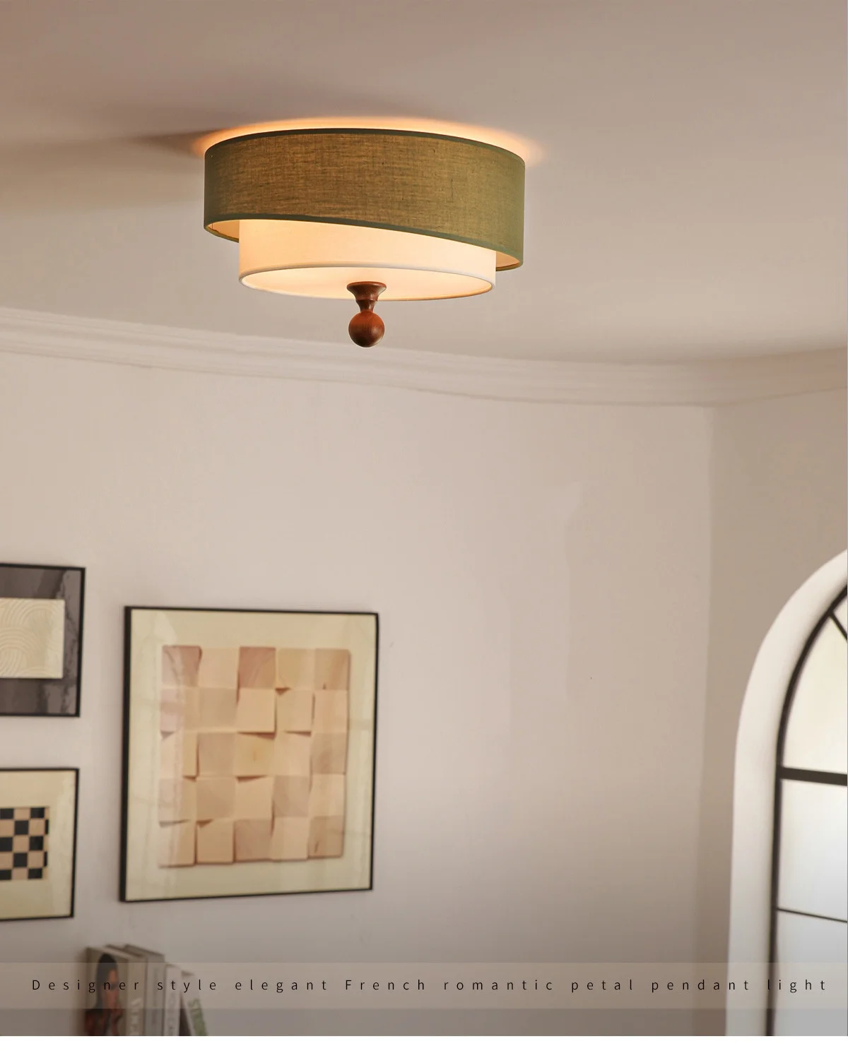 Bedroom Romantic Fabric E27 LED Ceiling Lights Nordic