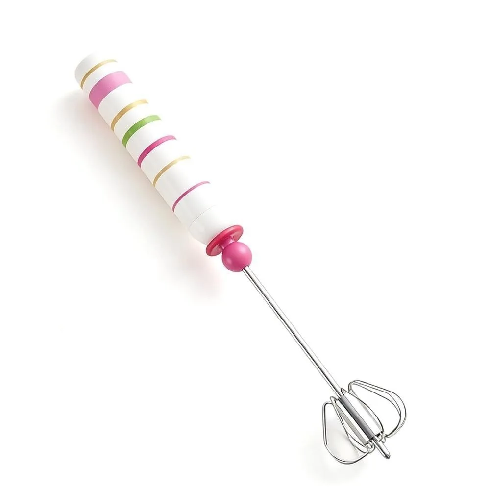 Stainless Steel Semi-Automatic Whisk Rotary Fast Frothing Egg Beater Ergonomic Effortless Mixing Hand Push Whisk