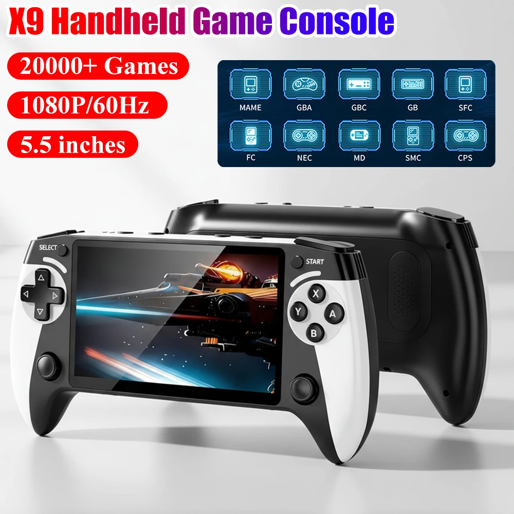 Nieuwe 2000mAh X9 Retro Handheld Game Console met 20000+ Games 5.5 Inch Scherm Handheld Video Game Console Draagbare Game speler