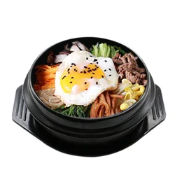 Hot Selling Black Porcelain Stone Pot with High Temperature Resistance Korean Cuisine Dolsot Bibimbap Rice Soup Bowl