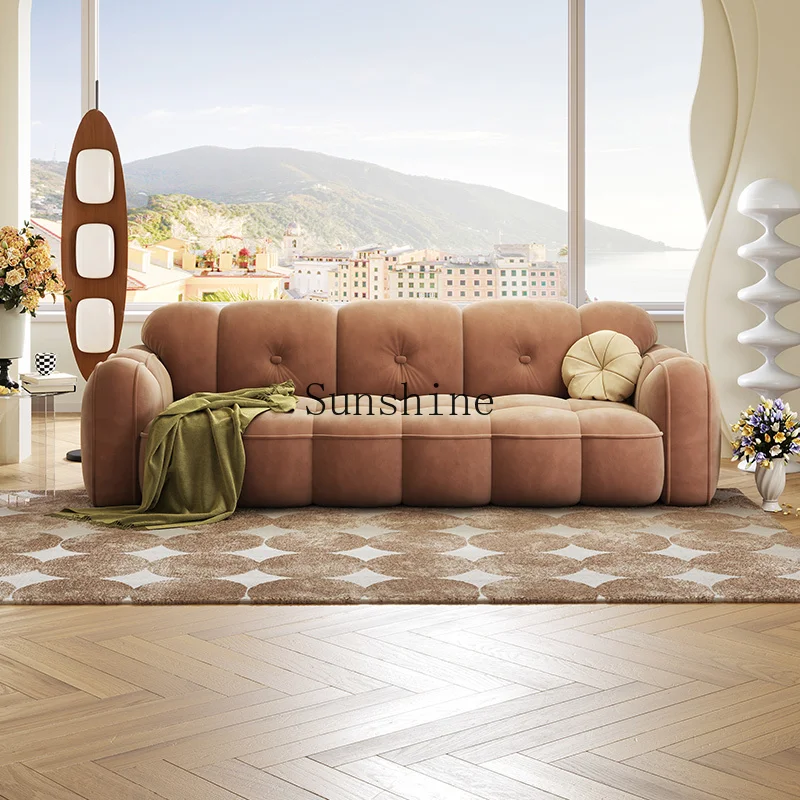 French retro sofa living room small apartment cream style color matching leave-in fabric sofa