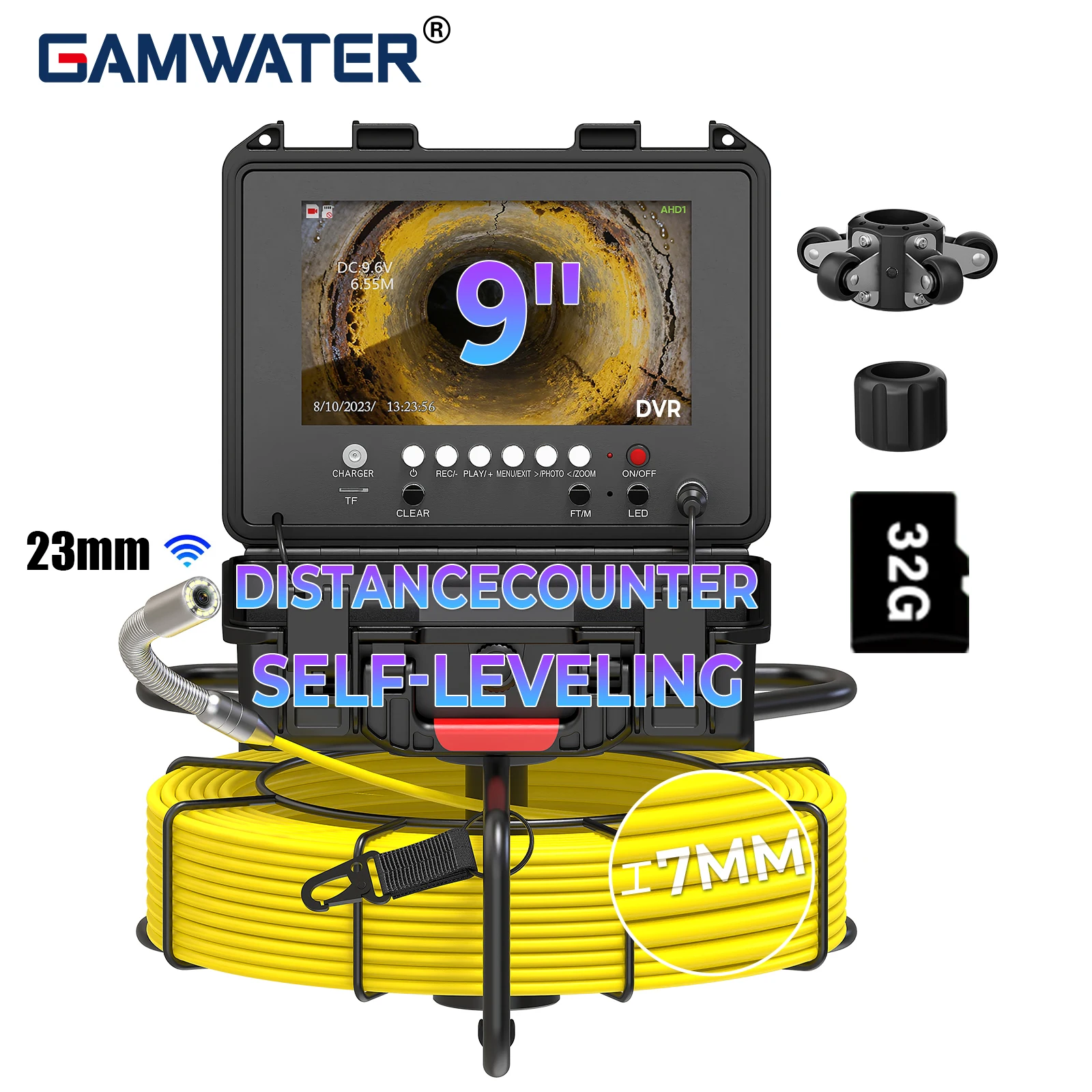 Sewer Camera 100ft/30M, Drain Pipe Inspection Camera with 9
