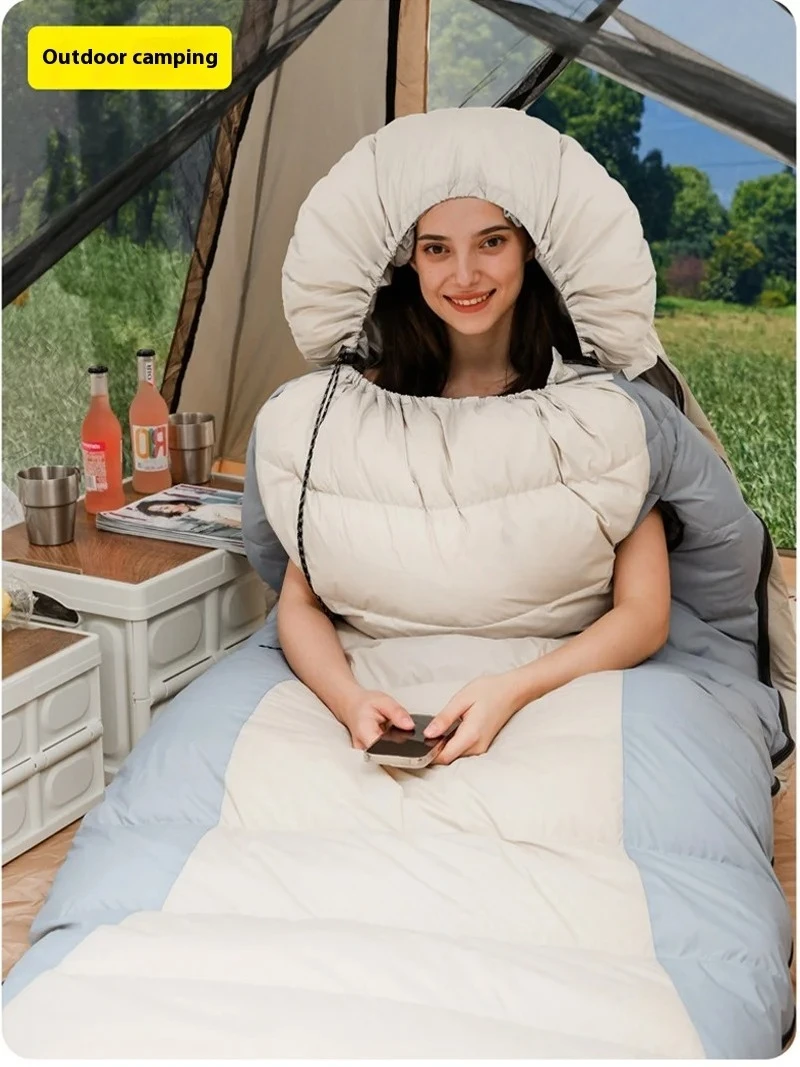 

Моющийся сверхлегкий 3-сезонный спальный мешок для дома, путешествия, кемпинга, спальный мешок Lohascamping, растягивающийся пуховый спальный мешок, машина