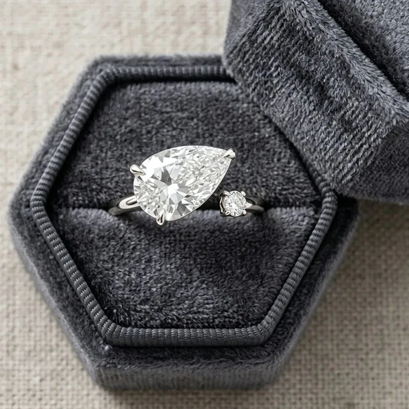 3 Karat Birnenschliff Laborgezüchteter Diamant-Verlobungsring aus Platin 950 DEF VS-VVS IGI-zertifiziert Solitär Brautschmuck für Damen – Detail 7