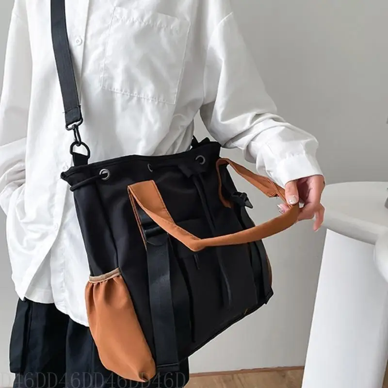 

D46D Large Capacity Crossbody Bag for Women Men Colorblock Casual Messenger Bag Student School Bag All-Matching Shoulder Bag