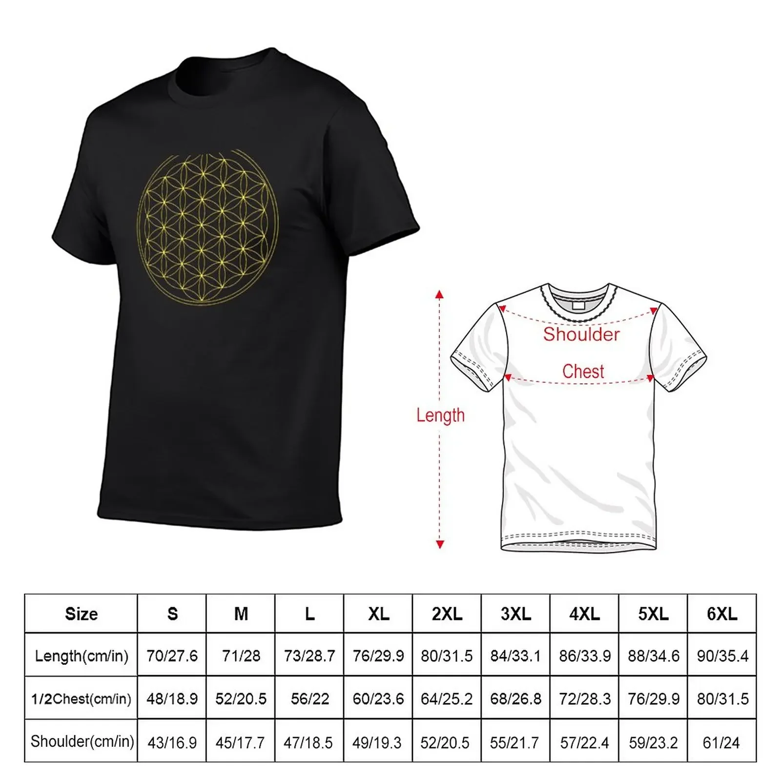 Flower of life, Sacred Geometry, Gold, Healing and Energizing T-Shirt vintage sublime heavy weight t shirts for men