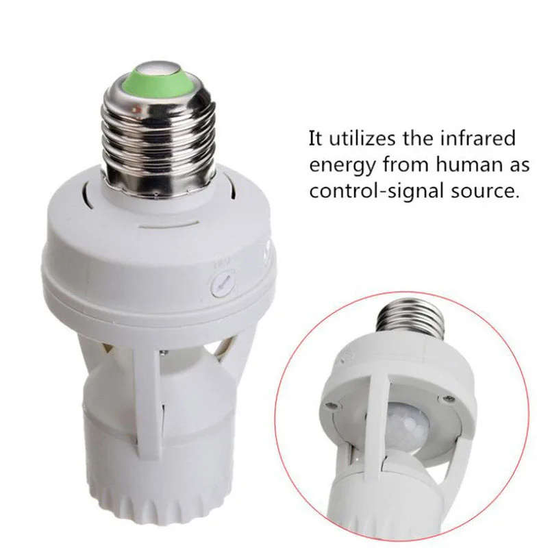 E27 Motion Sensor LED bulb Light Base Lamp plug Holder Switch 100-240V Detector E27 Light Control Smart Bulb Socket Adapter