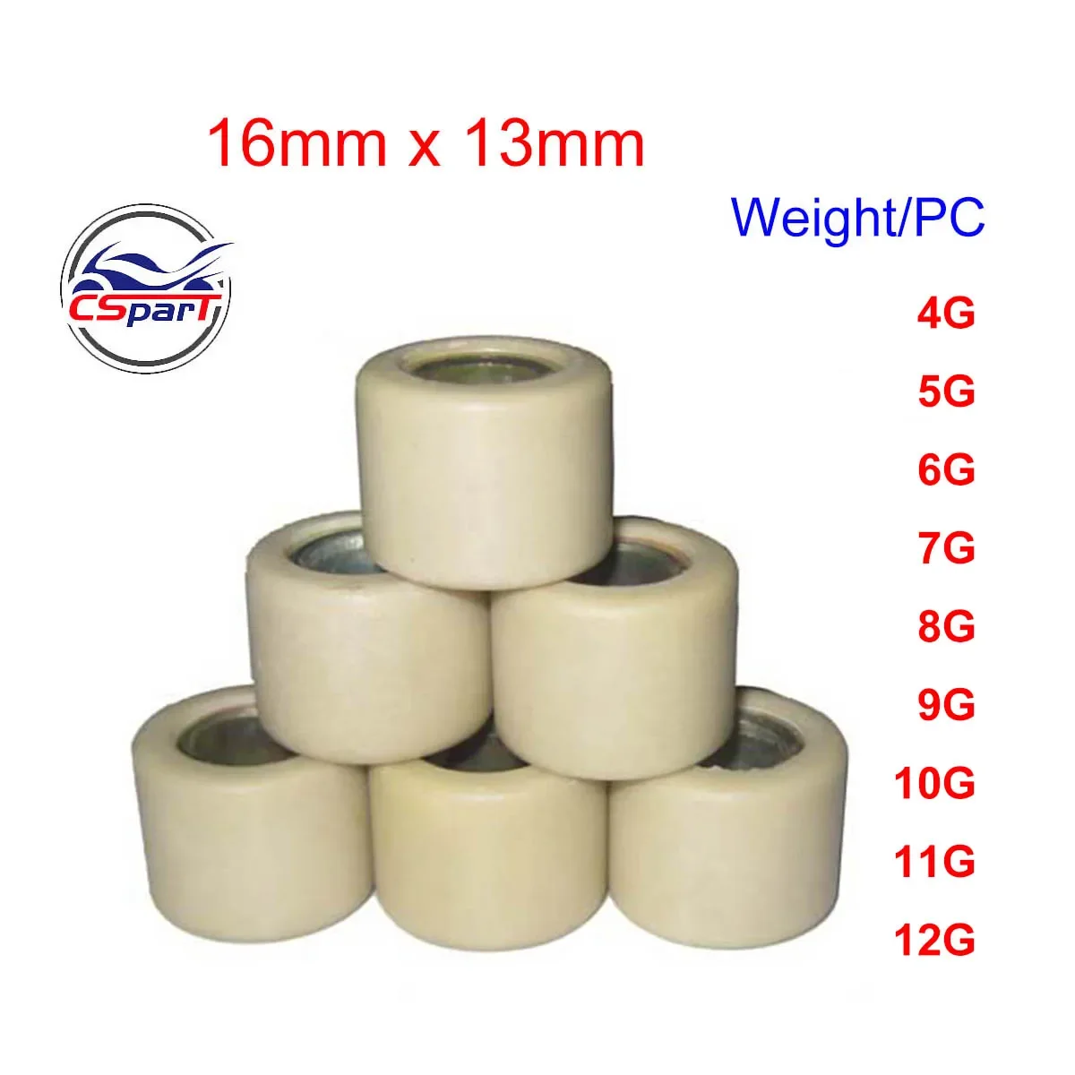 16x13 4G ~ 12G Variator Roller  GY6 50 50CC 80CC 139QMB Dio R1 100 100CC JR100 KYMCO PEUGEOT PIAGGIO SYM Scooter