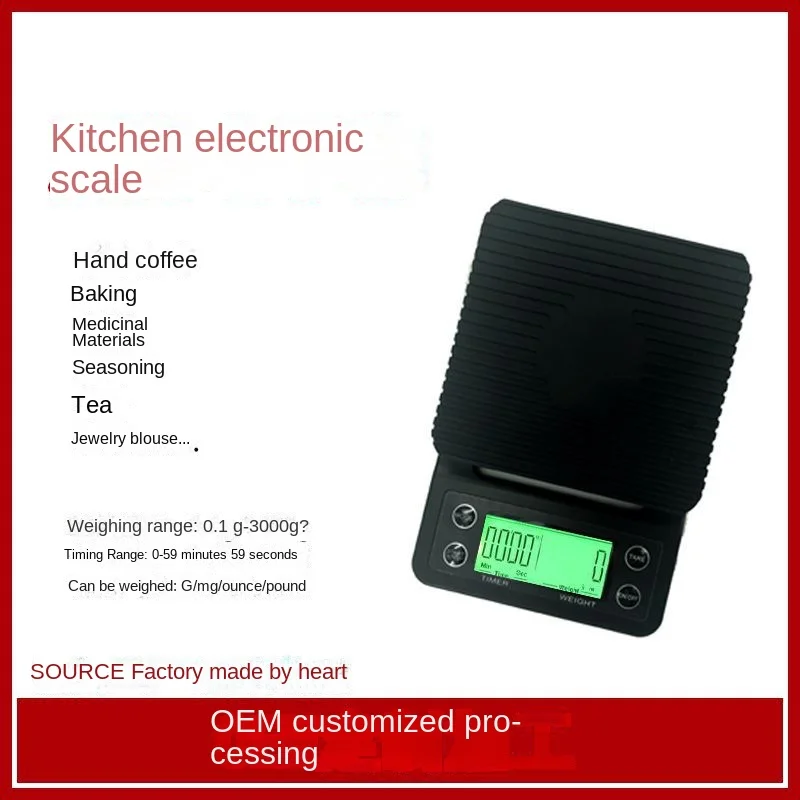 

Pour-over Coffee Scale Multi-Functional Household Kitchen Food Electronic Scale Chronograph High Precision 0.1G Baking Scale