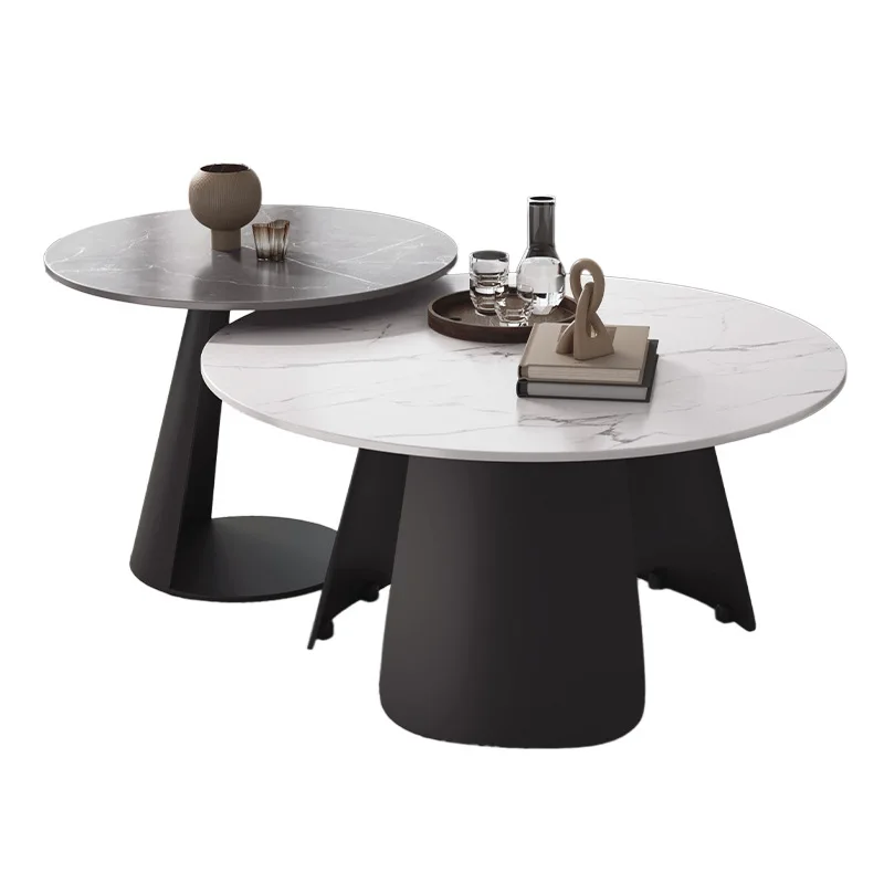 

Superior rock slab coffee table Office Italian round combination Business reception Minimalist tea Living room Household