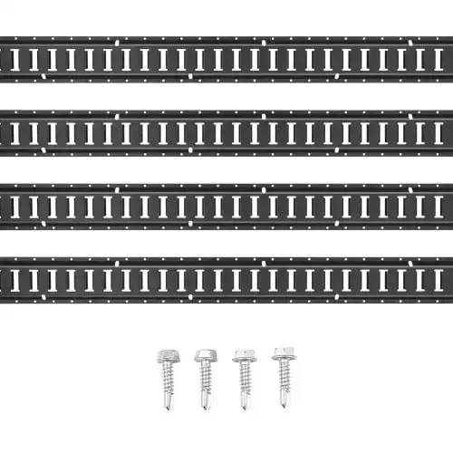 E Track Tie Down Rail Kit, 5' Steel Rails, 4 Pack, Secure Cargo & Heavy Loads Up to 2000 lbs, Heavy Duty Rails with Screws