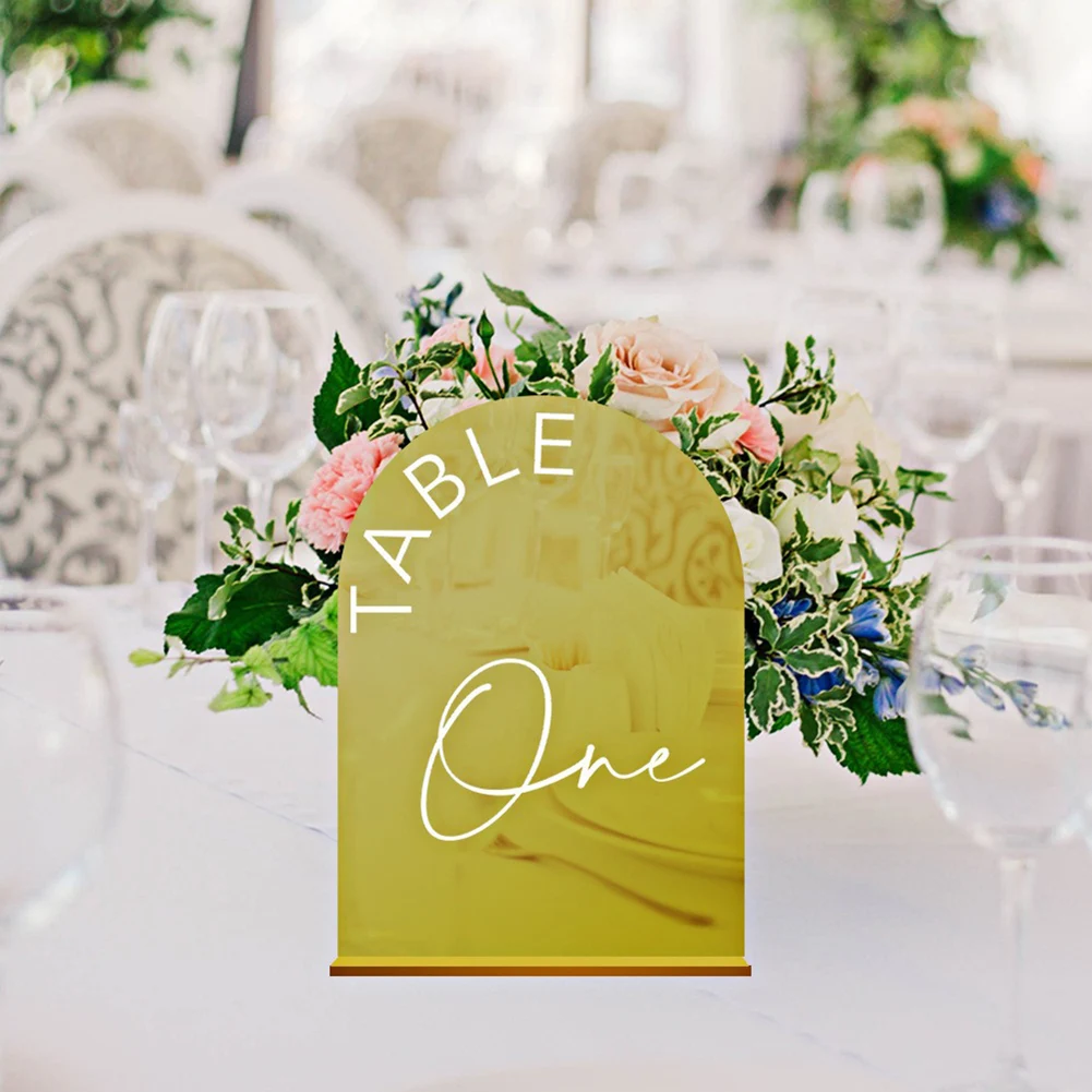 

Акриловая арка, таблички с номерами свадебного стола и подставками, зеркальный минималистичный дизайн для украшения стола, номера 1, 10