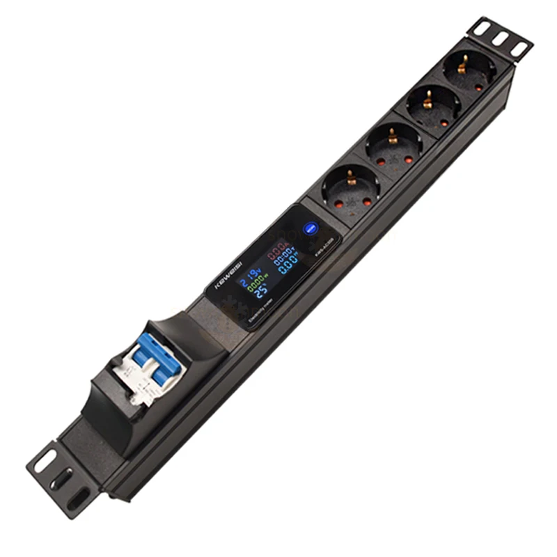 

PDU Power Strip with Digital voltage current power timing temperature Meter 4 German Outlets Unit 4000/8000W 16/32A air swtich