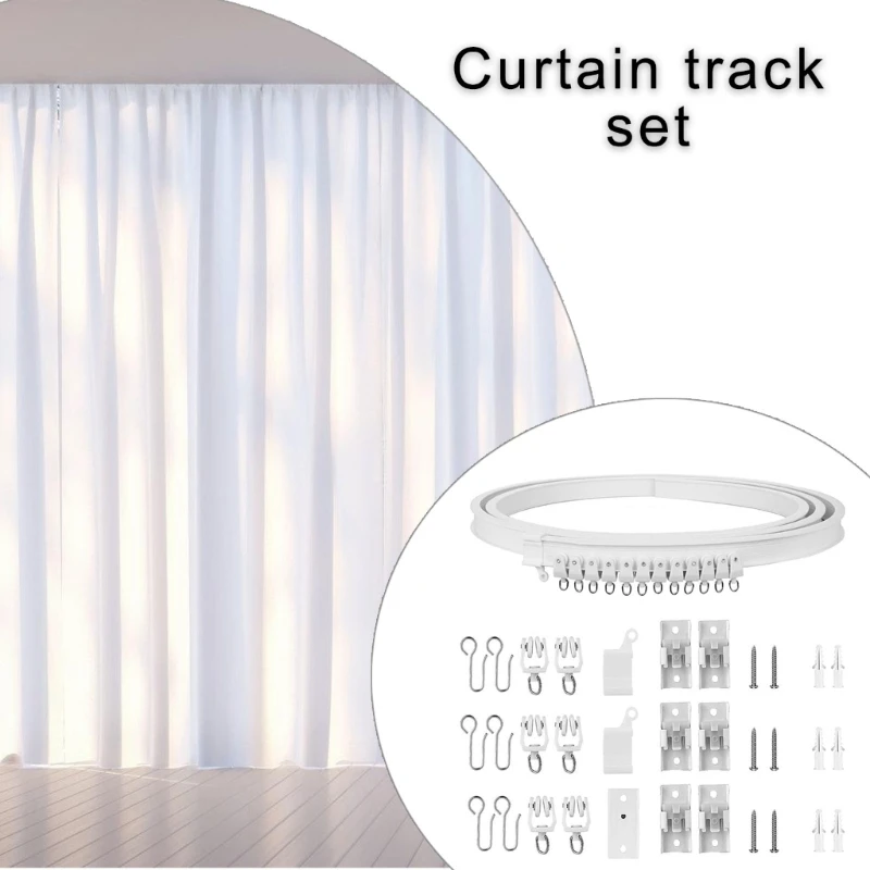 Easy Installation Flexible Bendable Ceiling Curtain Track Kits 5 Meter Rails with Smooth Glidies Rollers and Hook Set