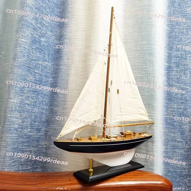 Solid wood sailboat model assembly single pole porch decoration smooth sailing