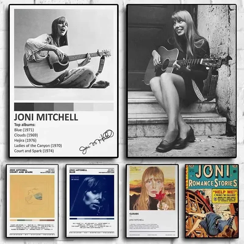 المغني الكندي جوني ميتشل الجمالية قماش اللوحة الملصقات والمطبوعات جدار صورة فنية لتزيين غرفة المعيشة