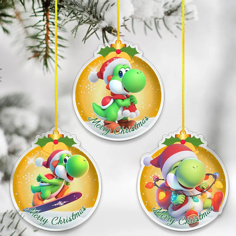 8 سنتيمتر الاكريليك قلادة الديكور لسوبر ماريو بروس شجرة عيد الميلاد شنقا الديكور اكسسوارات أنيمي الأميرة الخوخ هدية #6