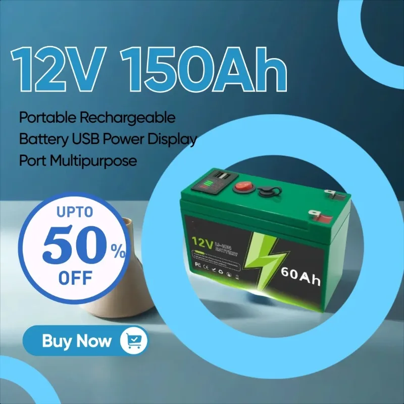 

12V 150Ah Portable Rechargeable Battery USB Power Display Port Multipurpose