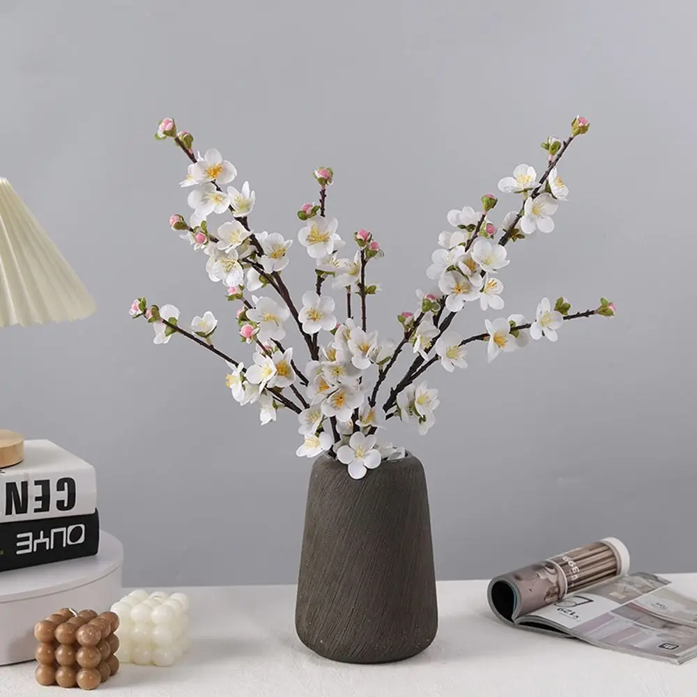 Rami di fiori di pesco artificiali da 78 cm Real Touch Elegante fiore di ciliegio di seta Fatto a mano in plastica Fiore finto Soggiorno Desktop