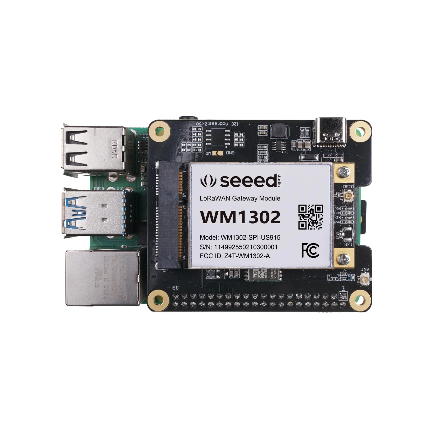 

WM1302 Raspberry Pi Hat, Add-on board for WM1302 LoRaWAN Module, Based on LoRa Concentrator Semtech SX1302