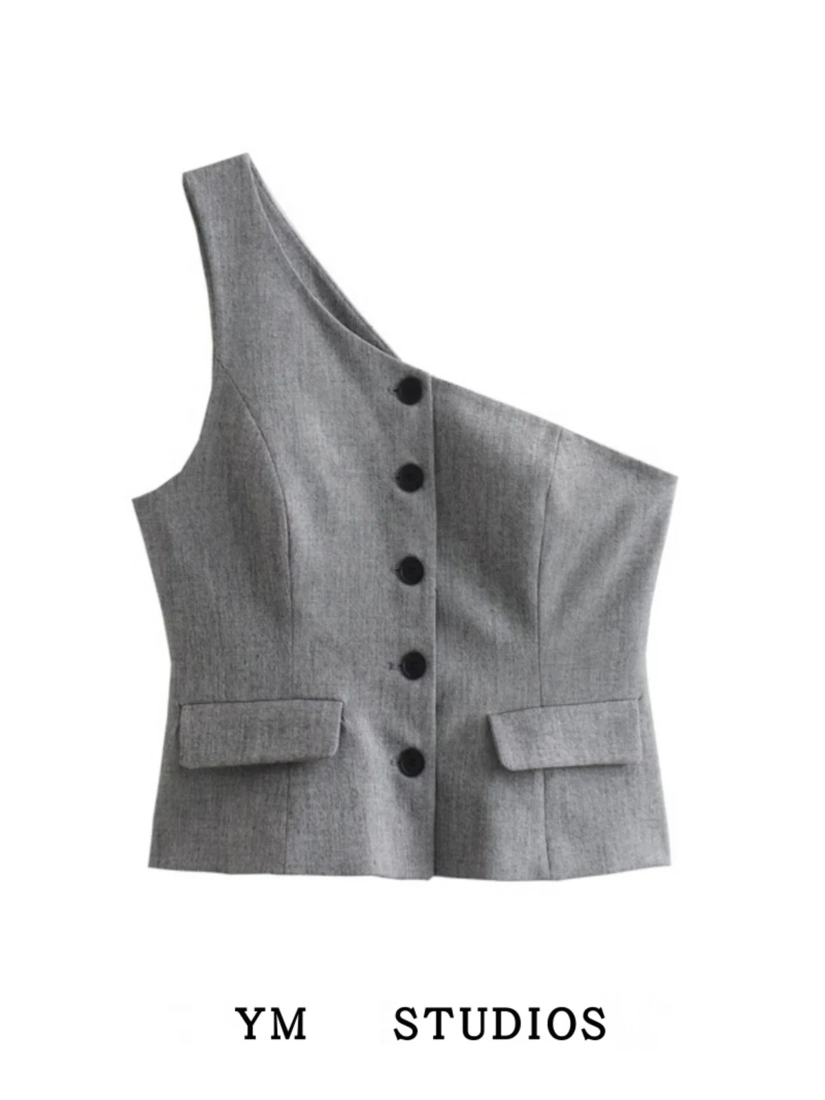 

Женский жилет в стиле ретро в стиле ретро, асимметричный текстурный принт с блеском, пальто на одной пуговице, маленький открытый кардиган