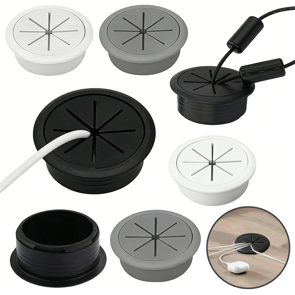 1pcs Able Grommet 50/60mm Desk Table Wire Organizer Hole Cover with Threading Box Office Cord Pass through Port for Neat Cabling