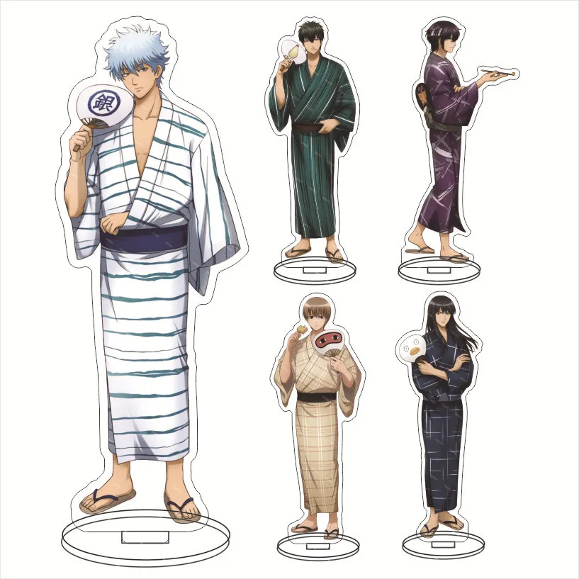 Anime GINTAMA Action Toy Figures Sakata Gintoki Acrylic Standing Collection Ornament Shimura Shinpachi Desktop Decor Gifts 15CM