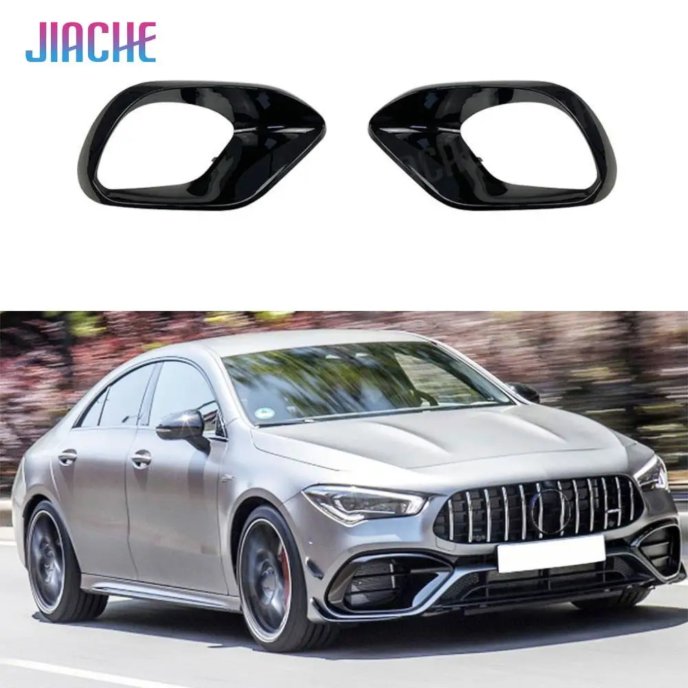 

2Pcs Carbon Fiber Car Front Bumper Air Vent Cover for Mercedes Benz W118 C118 CLA45 AMG 2020+ ABS Foglamp Mesh Grill Frame