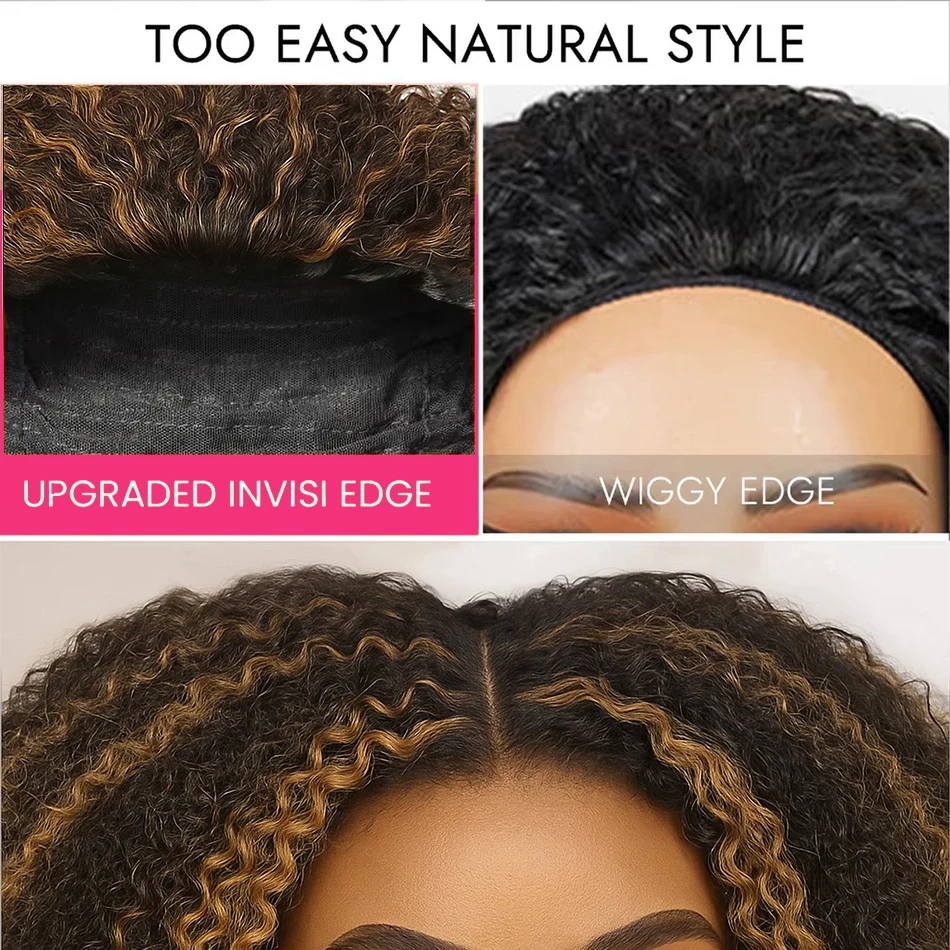 1B 27 تسليط الضوء على شعر مستعار غريب مجعد نصف شعر مستعار شعر الإنسان 3 في 1 نصف الباروكات مع كليب Ins الوجه على المبتدئين ودية سلس بوب شعر مستعار