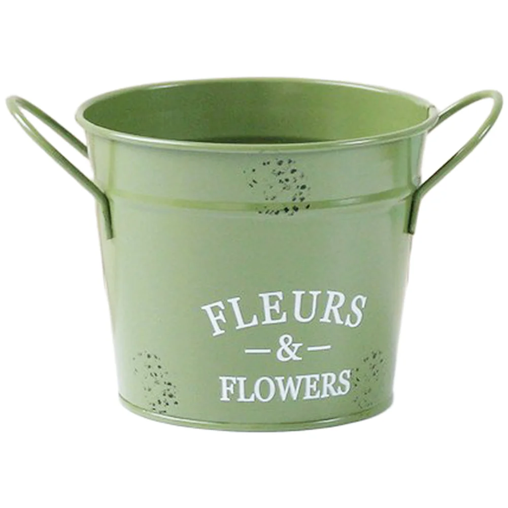 Sturdy Iron Round Flower Container for Balcony Garden Desktop Decor Vertical Space Saving 13x10x10.5cm Indoor Outdoor
