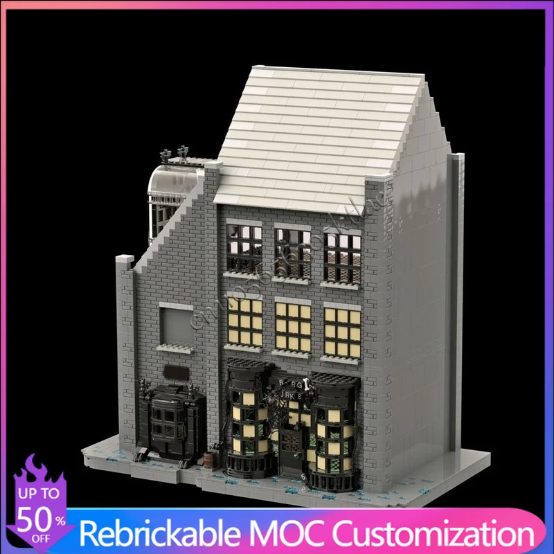 

2274 детали MOC: Технологичный дом на Боргин-Ноктюрн-Аллее, модель уличного здания, развивающий конструктор для детей, подарок на день рождения