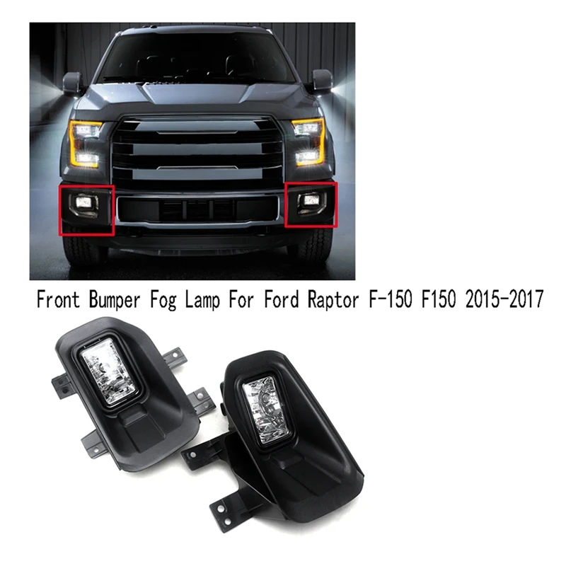 

Left+Right Front Bumper Fog Lamp Assembly For Ford Raptor F-150 F150 2015-2017 Halogen Daytime Running Lights