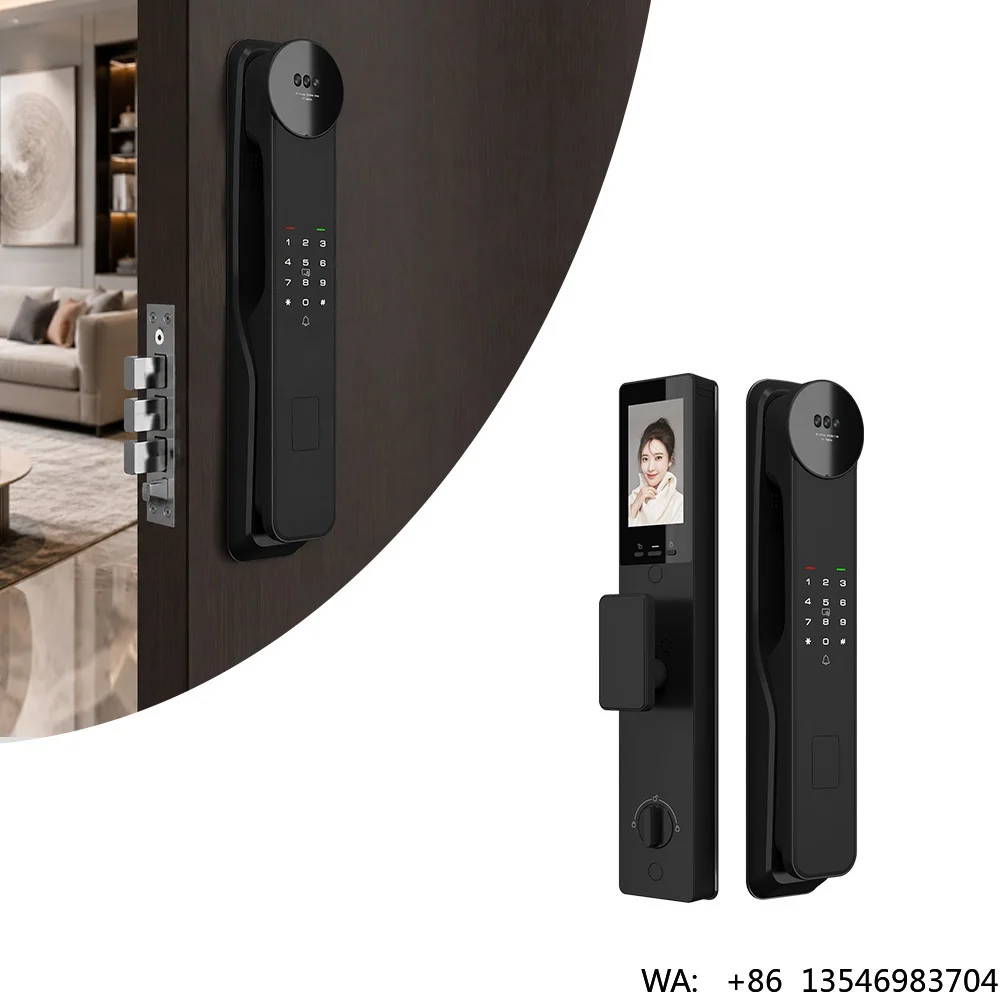 Full Automatic Smart Door Lock 3D Face Palm Print Semiconductor Fingerprint APP Video Intercom IPS Screen Home Security Lock
