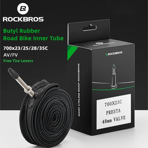ROCKBROS-tubo interior de goma butílica para bicicleta de montaña, accesorios de ciclismo, 700C/23/25/28/35 AV/FV