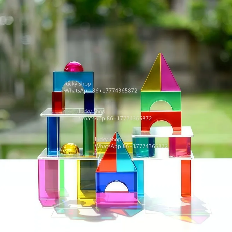 Transparent Building Block Three-dimensional Mosaic Color Shape Kindergarten Light and Shadow Construction Puzzle