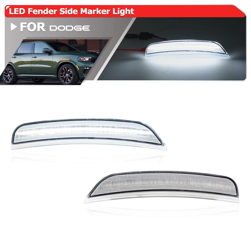 O​E-Spec 68476818AA LED Bumper Fender Side Marker Reflector Light For 2021 2022 2023 2024 Dodge Durango White/Amber Parking Lamp